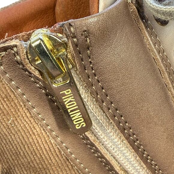 Pikolinos Aldaya Marfil Women's Mixed Media Ankle Boots Laces Zipper Size 7.5 - Picture 6 of 10